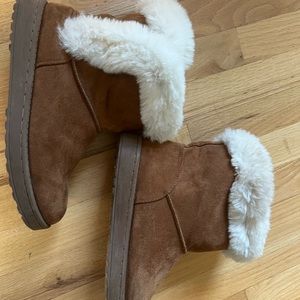 SO® Abigail Women's Faux-Fur Winter Boots size 8 tan